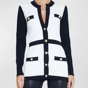L'AGENCE clover contrast time cardigan black and white- size Medium